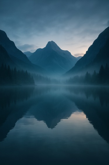 Mountain lake at dawn rendered by GPT-5 Image