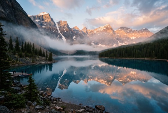 Mountain lake at dawn rendered by Nano Banana 2